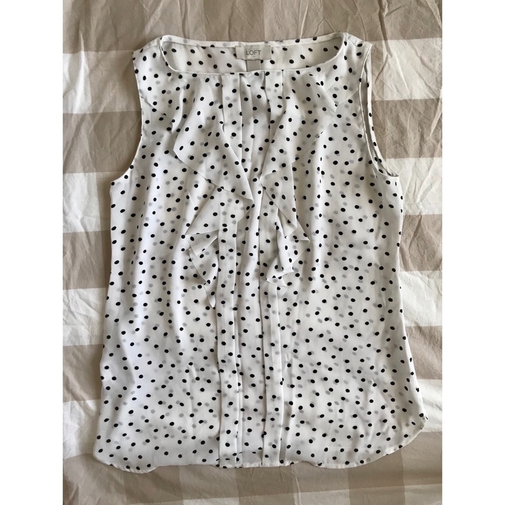 Polka Dot Ruffle LOFT blouse (NEVER WORN)